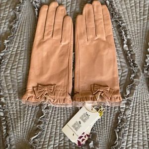 Pink Leather Gloves size M